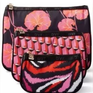 NWT DVF for Target 3 Pack Travel Pouches Geranium Leaf/Modern